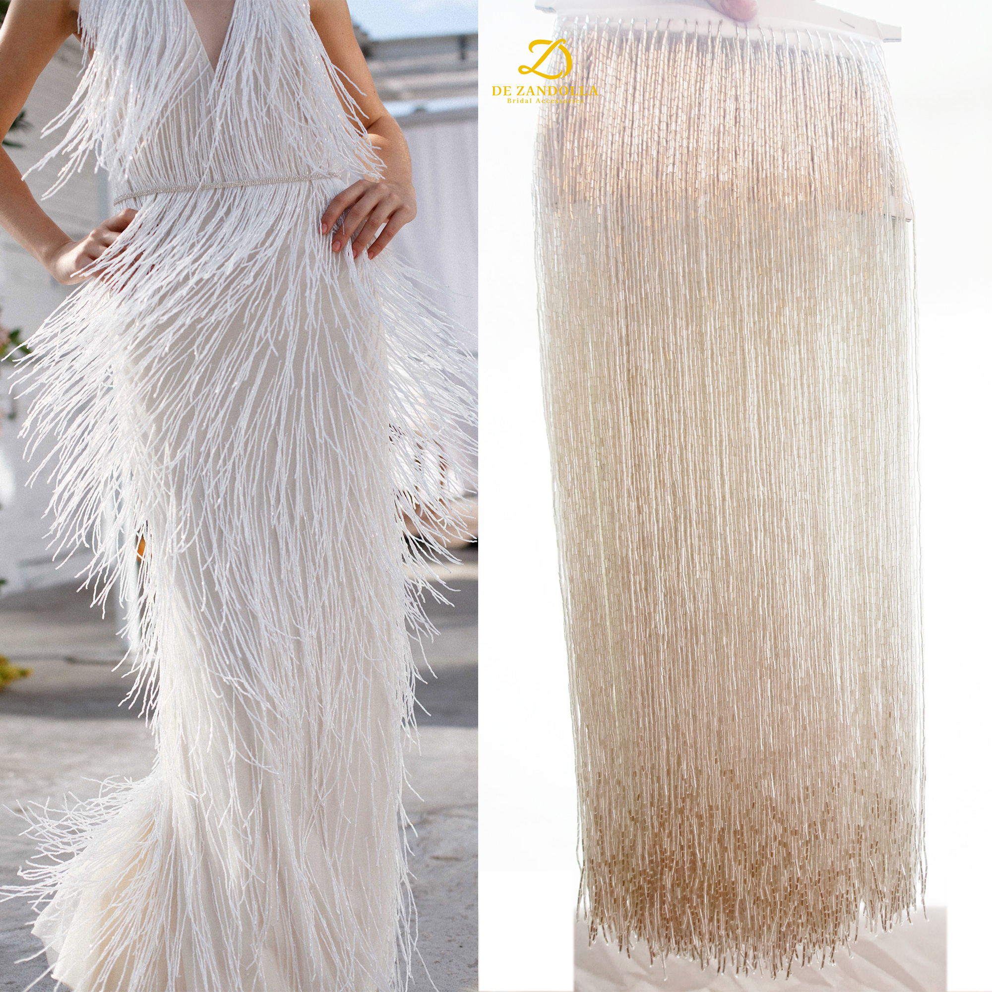 Home Textiles Luxury - 50cm length Silver Green Luxury fringe