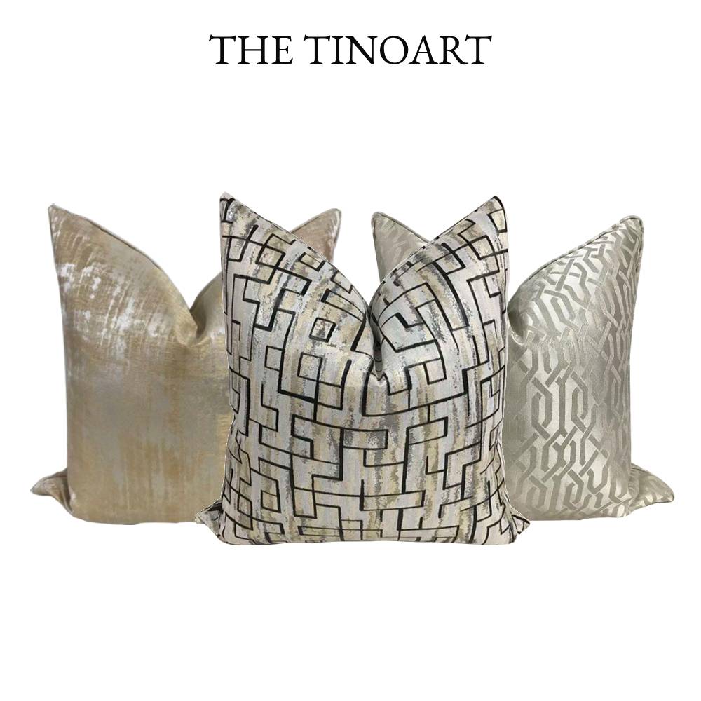 Pillow Cover 20X20 - Black and Gold Geometric Throw Pillow