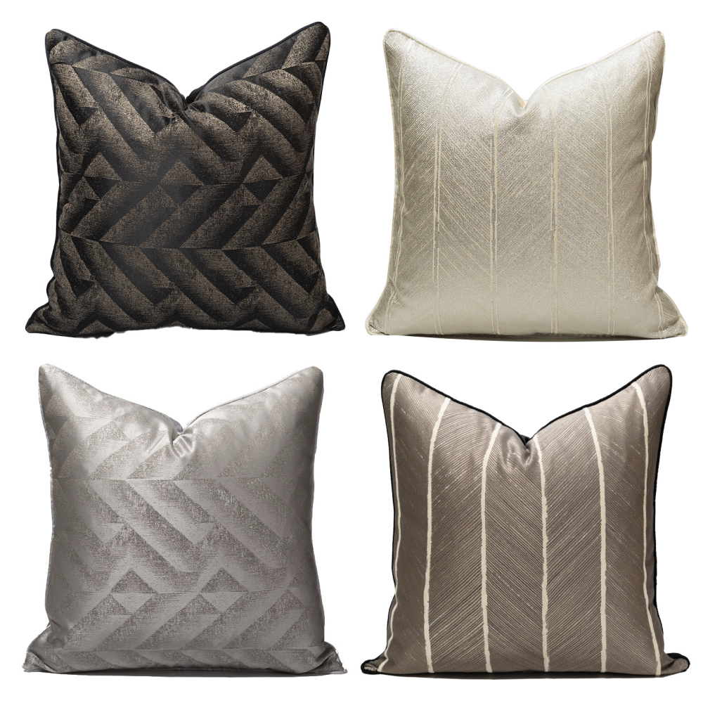 Pillow Cover 20X20 - Black White Jacquard Luxury Throw Cushion