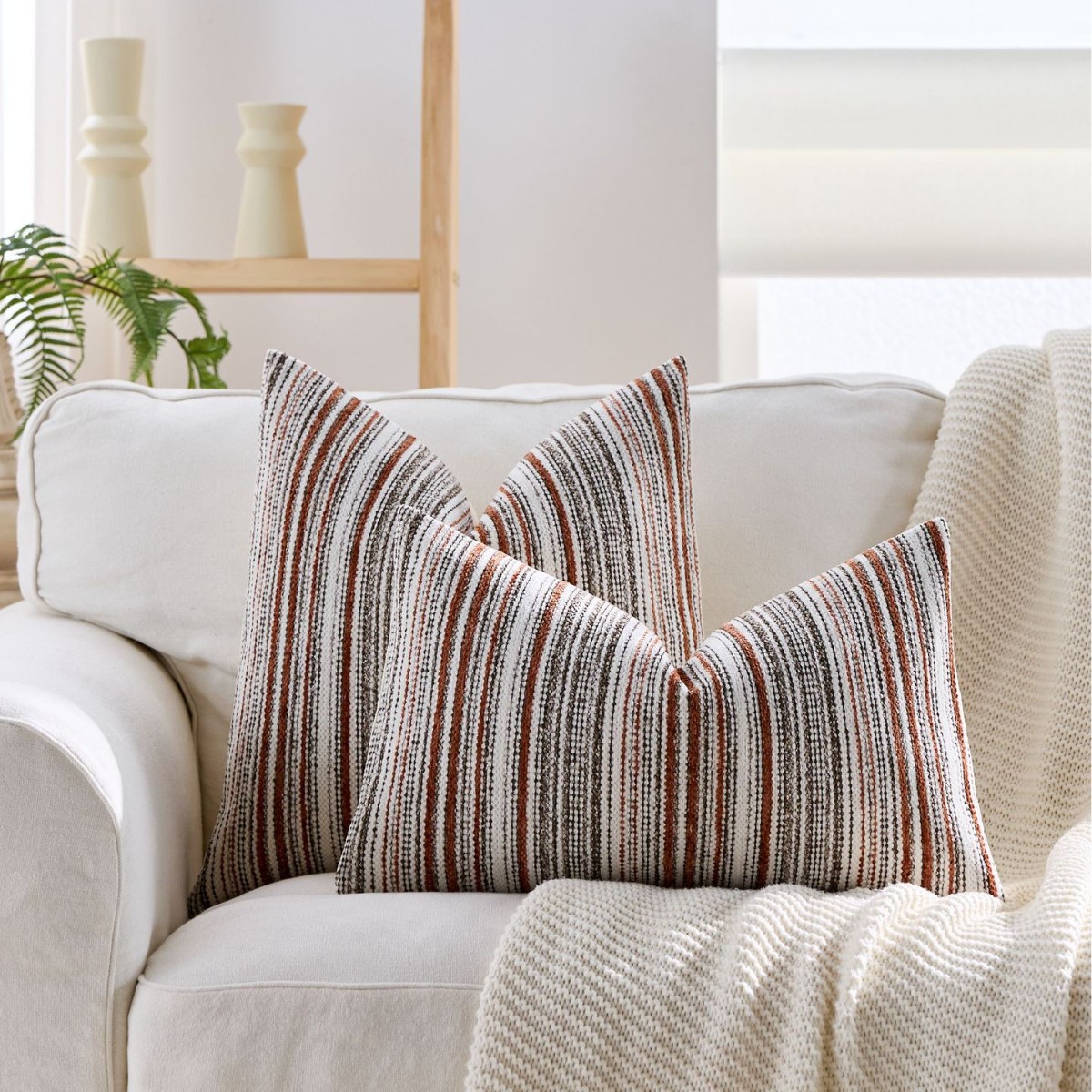 Striped Nubby Chenille Pillow  - Pillow Cover 20X20 reseña y precio