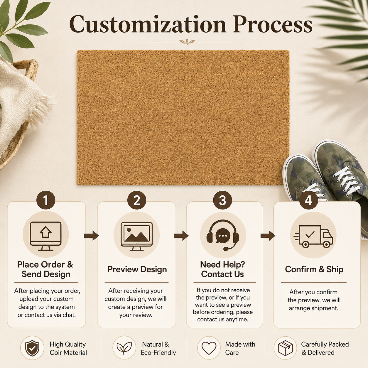 Custom Text Logo Doormat Fashi - Home Textiles Company reseña y precio