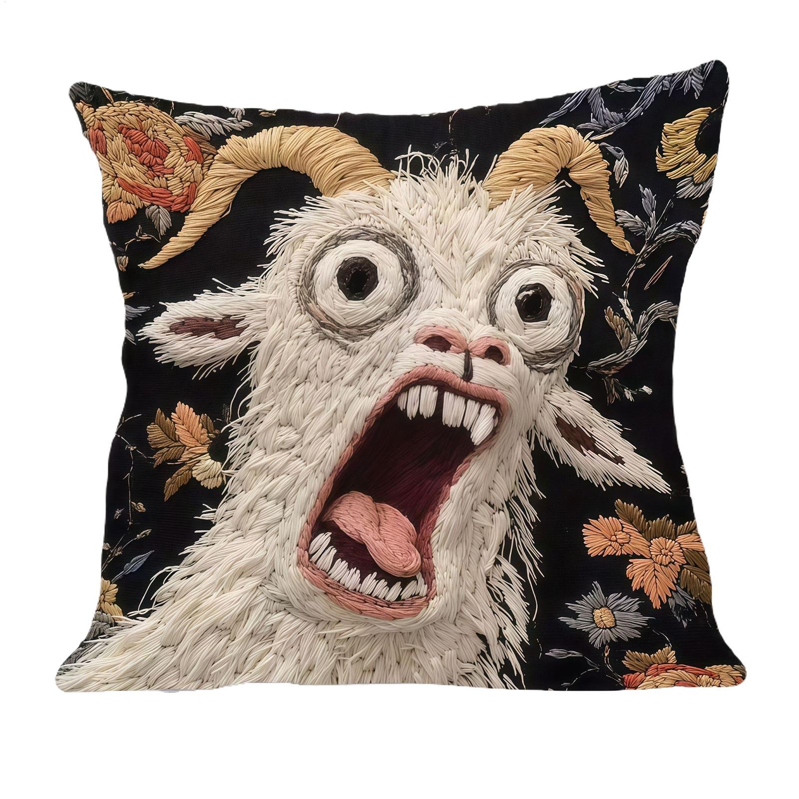 45x45cm Screaming Goat Pillow  - Pillow Cover 20X20 reseña y precio