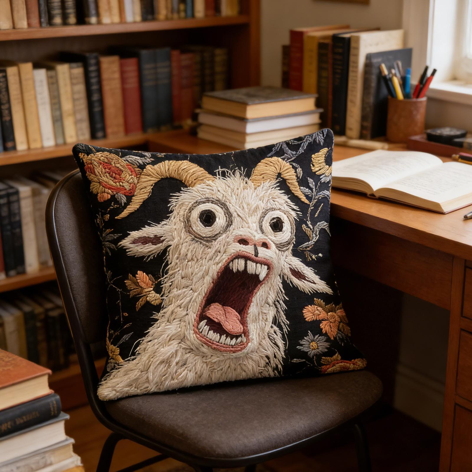 45x45cm Screaming Goat Pillow  - Pillow Cover 20X20 reseña y precio