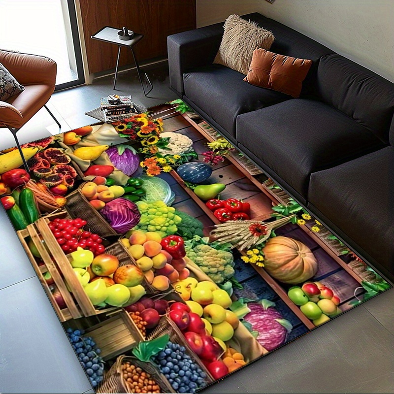 Vibrant Fruit Market Rug for K - Home Textiles Market reseña y precio