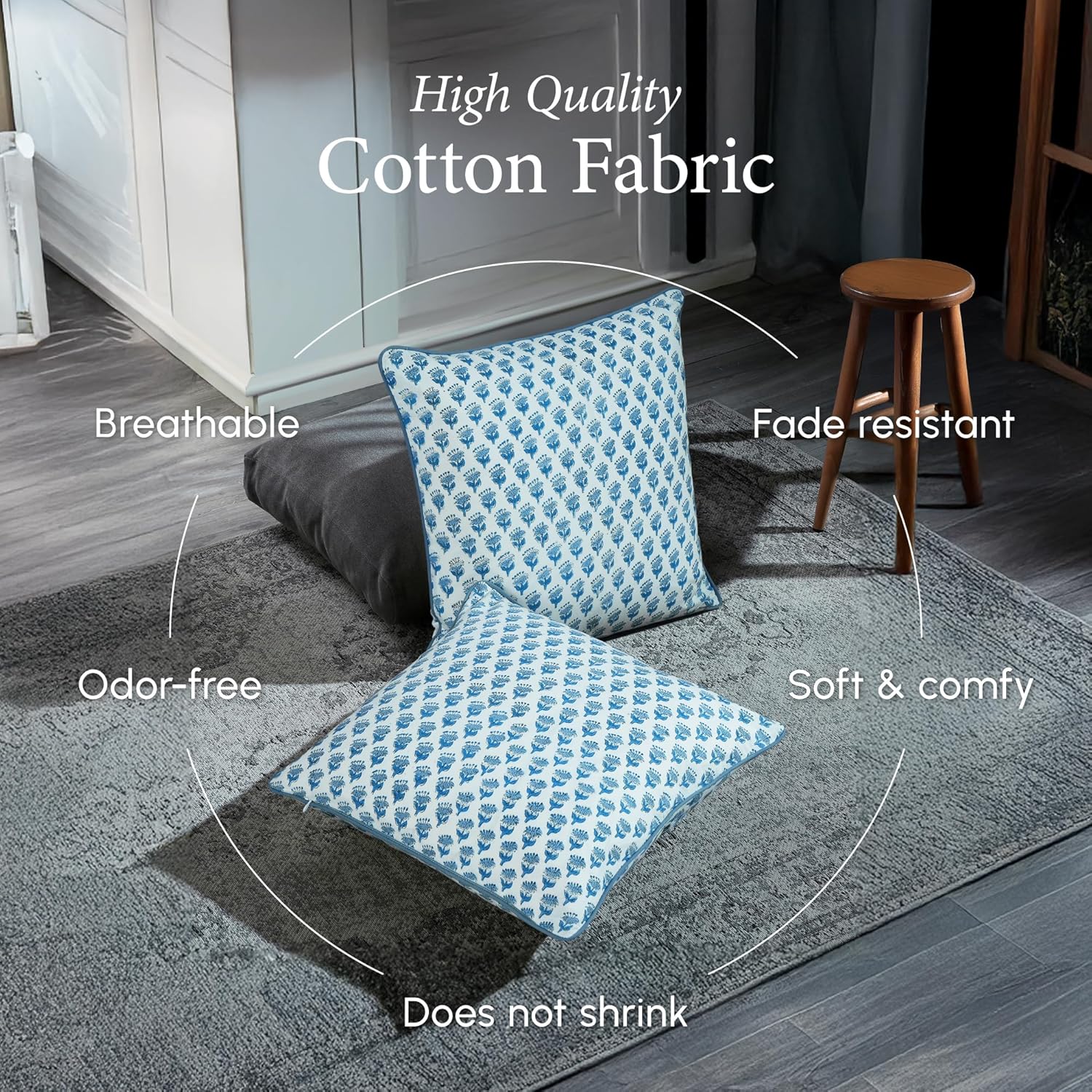 100% Cotton Throw Pillow Cover - Pillow Cover 20X20 reseña y precio