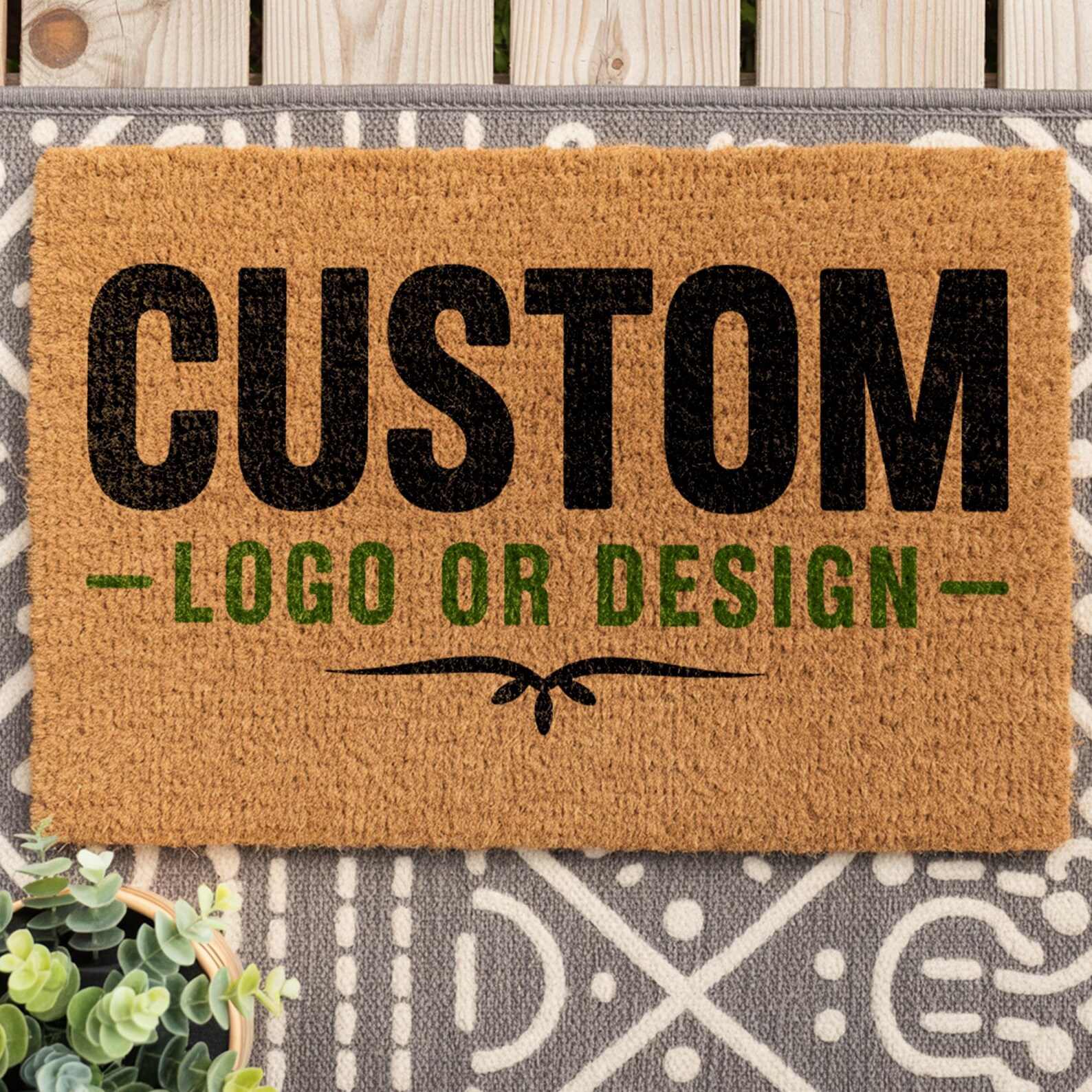 Customized Coir Doormat Logo T - Home Textiles Company reseña y precio