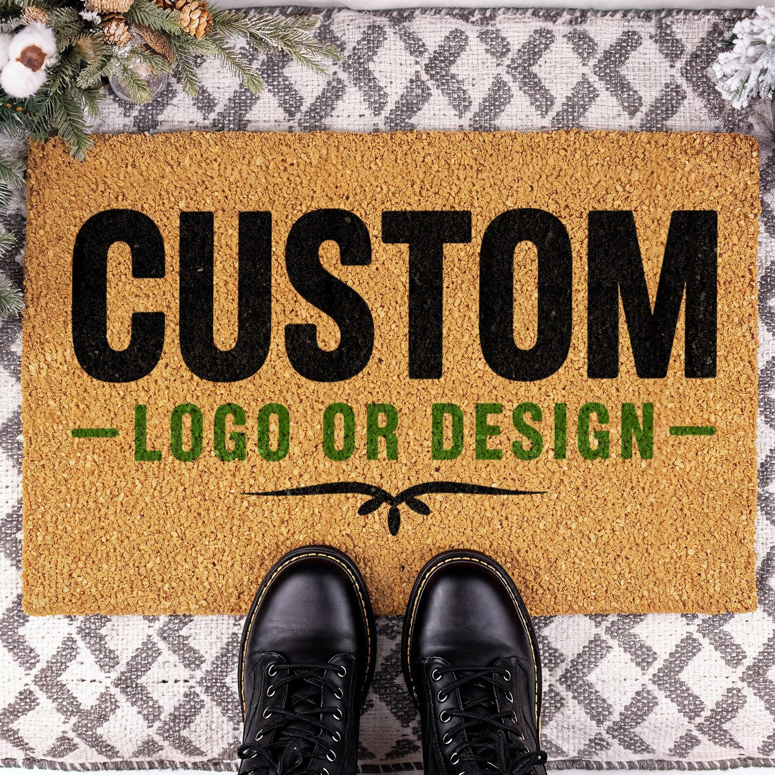 Customized Coir Doormat Logo T - Home Textiles Company reseña y precio